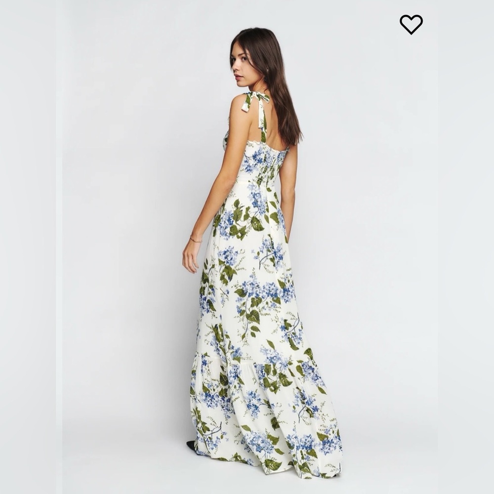 NWT Reformation Jasen maxi dress size 6 Petite white blue brand new with tags